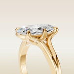 Moval Tulip Low Profile Split Shank engagement ring in yellow gold, basket close up