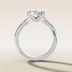 Moval Tulip Low Profile Split Shank engagement ring in white gold, front view