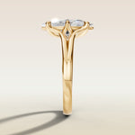 Moval Tulip Low Profile Split Shank engagement ring in yellow gold, side profile