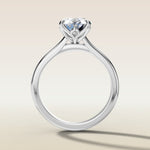 Oval Four Petal Diamond Tulip engagement ring in white gold, front view