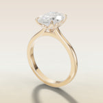 Oval Four Petal Diamond Tulip engagement ring in yellow gold, angled side view