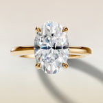 Oval Four Petal Diamond Tulip engagement ring in yellow gold, top view