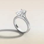 Oval Hidden Halo Double Band engagement ring in white gold, angled side view