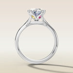 Oval Six Petal Diamond Tulip Split Shank engagement ring in white gold, front view