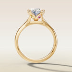 Oval Six Petal Diamond Tulip Split Shank engagement ring in gold, front view