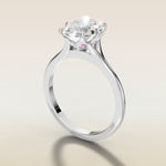 Oval Six Petal Diamond Tulip Split Shank engagement ring in white gold, angled side view