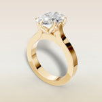 Oval Tulip Thick Band engagement ring in yellow gold, back angle