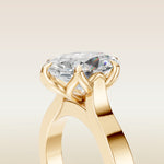 Oval Tulip Thick Band engagement ring in yellow gold, basket close up