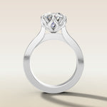 Oval Tulip Thick Band engagement ring in white gold, front view