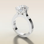 Oval Tulip Thick Band engagement ring in white gold, angled side view