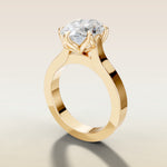 Oval Tulip Thick Band engagement ring in yellow gold, angled side view