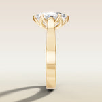 Oval Tulip Thick Band engagement ring in yellow gold, side profile