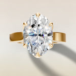 Oval Tulip Thick Band engagement ring in yellow gold, top view