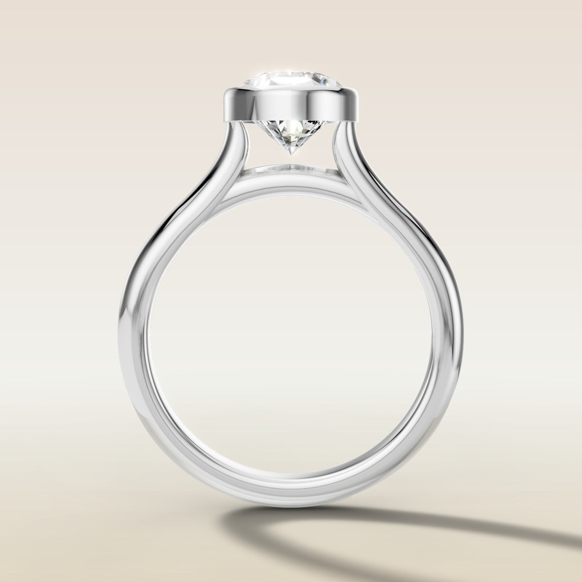 Pear Full Bezel Cathedral engagement ring in white gold, front view