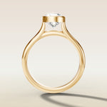 Pear Full Bezel Cathedral engagement ring in yellow gold, front view