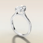 Pear Full Bezel Cathedral engagement ring in white gold, angled side view