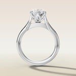 Pear Half Petal Tulip Split Shank engagement ring in white gold, front view