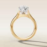 Pear Half Petal Tulip Split Shank engagement ring in gold, front view