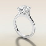 Pear Half Petal Tulip Split Shank engagement ring in white gold, angled side view