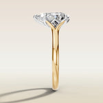 Pear Half Petal Tulip Split Shank engagement ring in gold, side profile