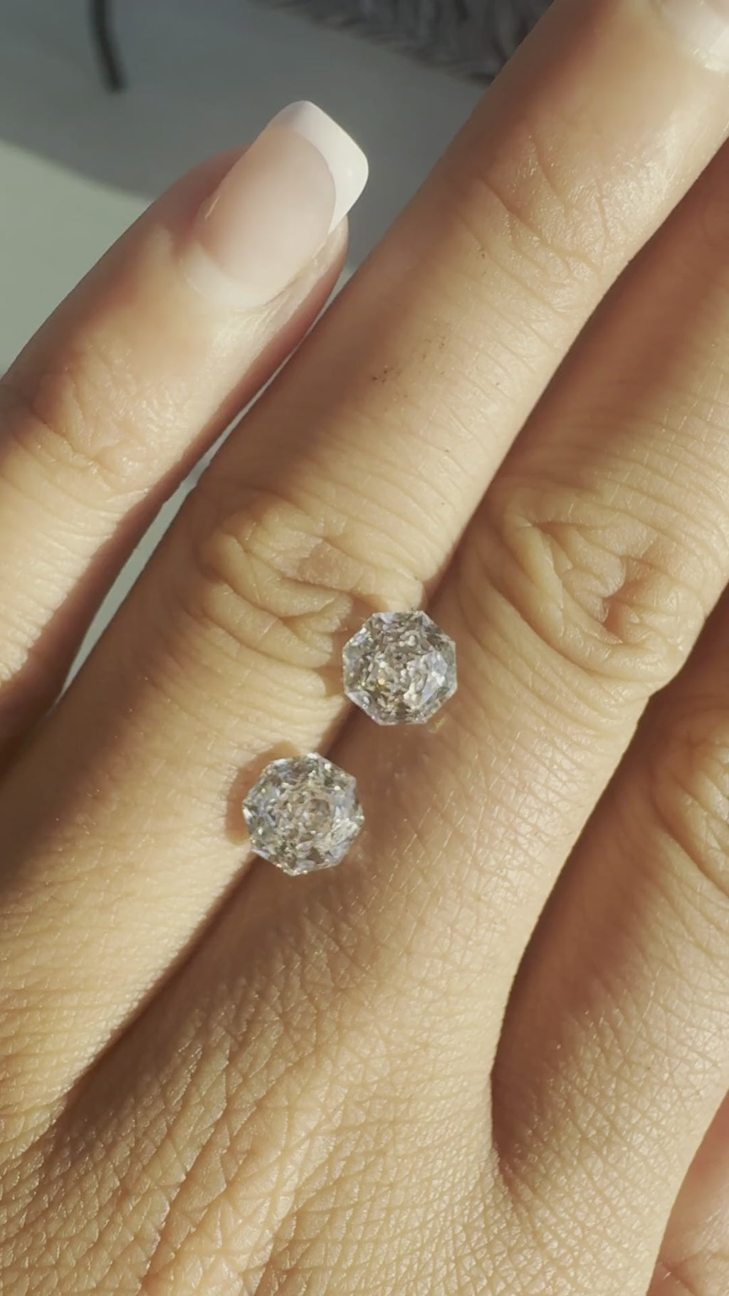 Pair of 1.5ct rose octagonal lab diamonds second video