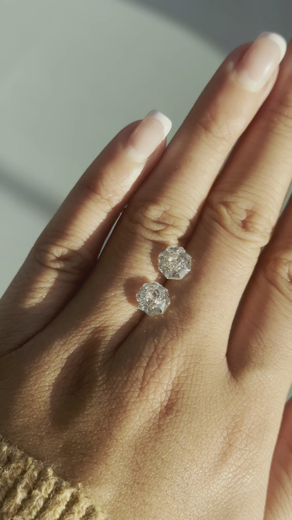 Pair of 2ct rose octagonal lab diamonds second video