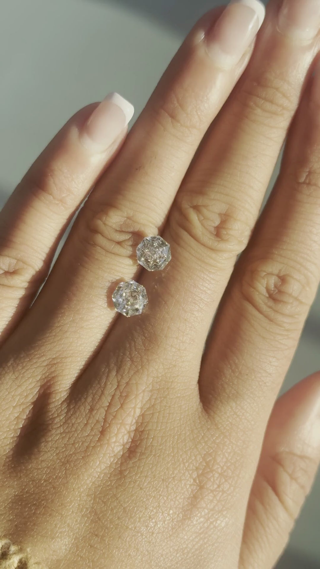 Pair of 1.5ct rose octagonal lab diamonds video