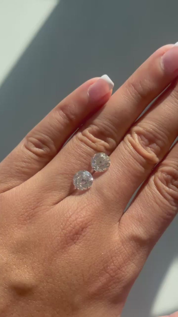Pair of 2ct Old European Champagne Diamonds