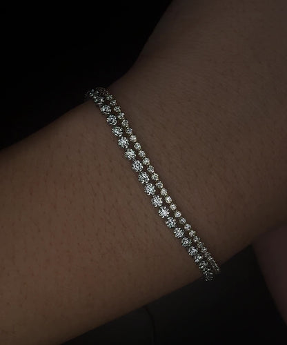 Flower Clasp Round Tennis Bracelet