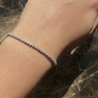 Flower Clasp Round Tennis Bracelet