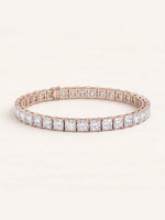 Princess shaped diamond tennis bracelet in 14K rose gold