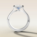 Radiant Full Bezel Thick Band engagement ring in white gold, front view