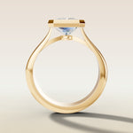 Radiant Full Bezel Thick Band engagement ring in yellow gold, front view