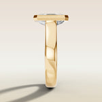 Radiant Full Bezel Thick Band engagement ring in yellow gold, side profile