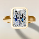 Radiant Full Bezel Thick Band engagement ring in yellow gold, top view