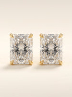Radiant diamond stud earrings in 14K yellow gold