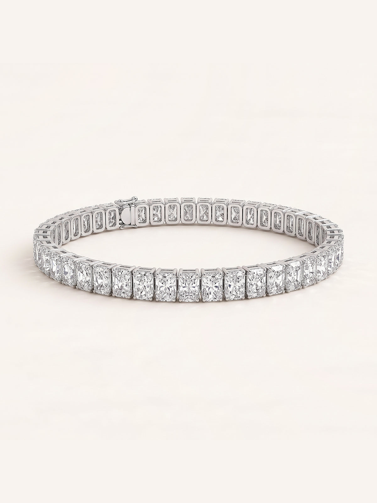 Radiant shaped diamond tennis bracelet in 14K white gold