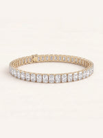 Radiant shaped diamond tennis bracelet in 14K yellow gold