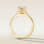 Radiant Tulip Curved Gallery Rail engagement ring in yellow gold, front view