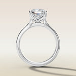 Radiant Tulip Curved Hidden Halo Split Shank engagement ring in white gold, front view