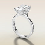 Radiant Tulip Curved Hidden Halo Split Shank engagement ring in white gold, angled side view