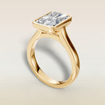 Radiant Tulip Full Bezel engagement ring in gold, back angle
