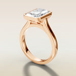 Radiant Tulip Full Bezel engagement ring in rose gold, angled side view