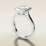 Radiant Tulip Full Bezel engagement ring in white gold, angled side view