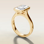 Radiant Tulip Full Bezel engagement ring in gold, angled side view