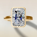 Radiant Tulip Full Bezel engagement ring in gold, top view
