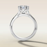 Radiant Tulip Hidden Halo Double Prong Split Shank engagement ring in white gold, front view