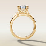 Radiant Tulip Hidden Halo Double Prong Split Shank engagement ring in gold, front view