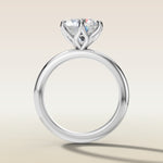 Round Six Petal Tulip Solitaire engagement ring in white gold, front view