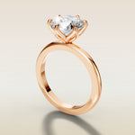 Round Six Petal Tulip Solitaire engagement ring in rose gold, angled side view